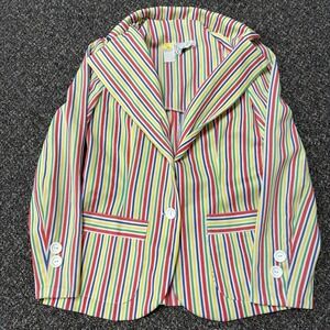 True Vintage Striped Blazer Coat Womans 5/6 Colorful Button Down 1970s